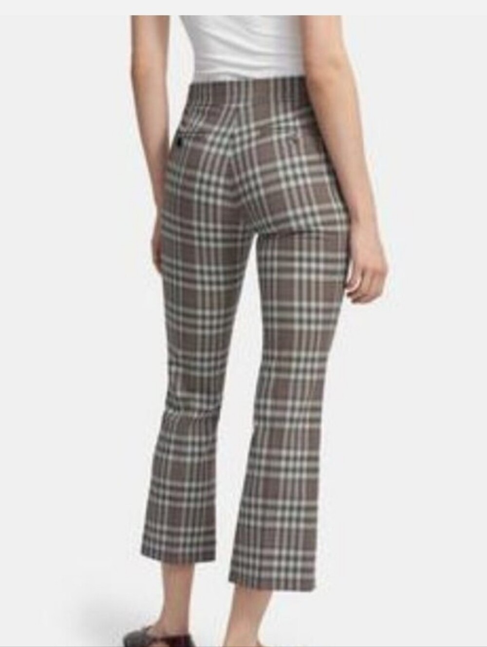 Theory Kick Plaid Wool Flare Pants Fall Casual Academia Punk